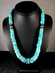 Navajo Blue Turquoise Graduated Necklace | Sterling Silver | Authentic Native American | 21" | 8692