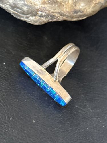 Navajo Blue Opal Inlay Band Ring | Sz 6 | Authentic Native American Handmade | 14702