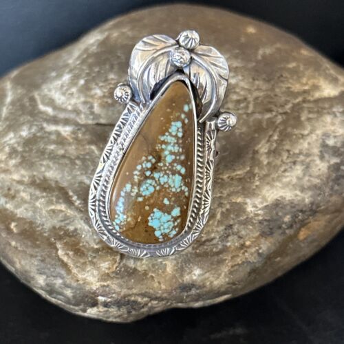 Navajo Blue Turquoise #8 Rings | Sterling Silver | Sz 9.5 | Authentic Native American Handmade | 14287