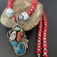 Navajo Coral, White Buffalo Turquoise, Spiny Oyster Pendant | Authentic Native American Sterling Silver | Multi-Stone | 1178