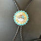 Men's Bolo Tie | Zuni Sunface Mother of Pearl Coral Turquoise Inlay | Sterling Silver | 14755