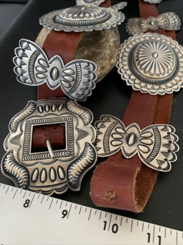 Native American Sterling Silver Navajo Concho Belt | Authentic Handmade | 12135 - Masha USA