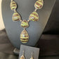 Navajo Green Gaspeite Necklace Choker Earrings Set | Sterling Silver Pendant | 19" | Authentic Native American Handmade | 13795