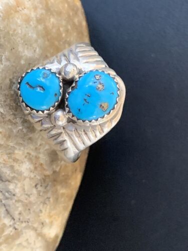 Navajo Kingman Turquoise Multi-Stone Ring | Authentic Native American Sterling Silver | Sz 14 | 105