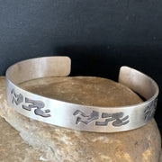 Navajo Kokopelli Stamped Cuff Bracelet | Sterling Silver | Authentic Native American Handmade | 12826