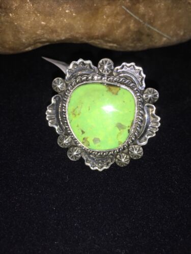 Native American Navajo Green Gaspeite Ring | Sterling Silver | Sz 7 | 1803