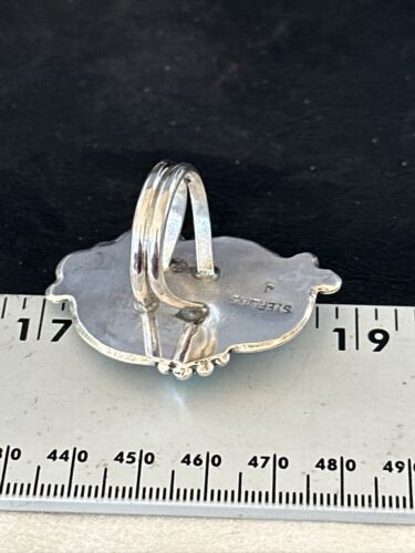Navajo Blue Kingman Turquoise Coral Ring | Authentic Native American Sterling Silver | Multi-Stone | Sz 9.5 | 14499