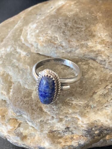 Navajo Lapis Lazuli Adjustable Ring | Sterling Silver | Sz 7 | Authentic Native American Handmade | 12448