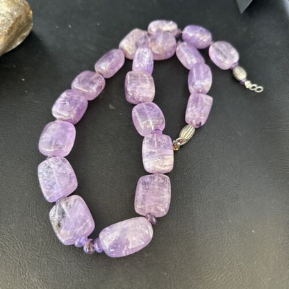 Navajo Chunky Purple Amethyst Necklace | Sterling Silver | 22" | Authentic Native American Handmade | 14297