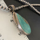 Men's Navajo Pearls Necklace with Blue Kingman Turquoise Pendant | Sterling Silver | Native American Handmade | 12600