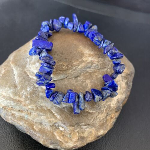 Native American Lapis Bead Bracelet | Stretch | 7" Adjustable | Men's Women's | 13314