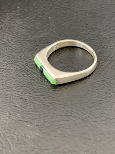 Native American Women's Navajo Green Gaspiete Onyx Inlay Ring | Sz 6.5 | 11154