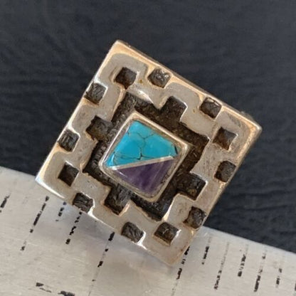 Native American Women's Navajo Blue Turquoise Sugilite Inlay Ring | Sz 6 | 11281
