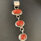 Navajo Red Coral Multi-Stone Necklace Pendant | Authentic Native American Sterling Silver | Multi-Stone | 13244