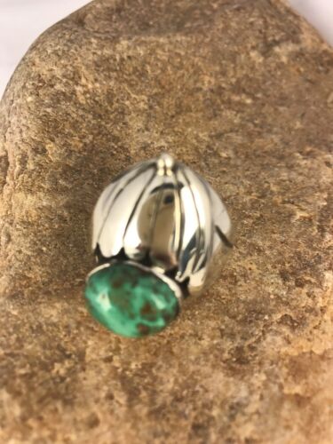 Native American Green Turquoise Ring | Sterling Silver | Sz 11 | 3439