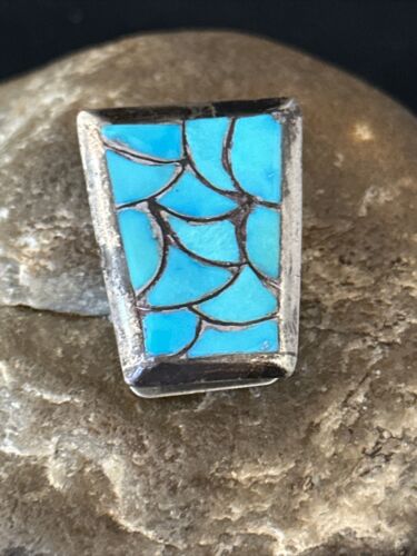 Men's Bolo Tie | Zuni Fish Scale Kingman Turquoise Inlay | Sterling Silver | 14756