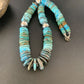 Navajo Blue Green Turquoise Necklace | Sterling Silver | Authentic Native American | 20" | Graduated | 11885