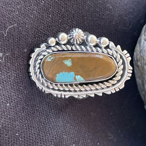 Native American Navajo Sterling Silver #8 Turquoise Ring | Sz 10.5 | 1133