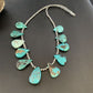 Southwestern Navajo Pearls Necklace | Sterling Silver Blue Turquoise Teardrop | 13151