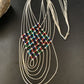 Multi-Color Liquid Silver Heishi Necklace | 7 Strand Sterling Silver Tubes | 18" | 12624