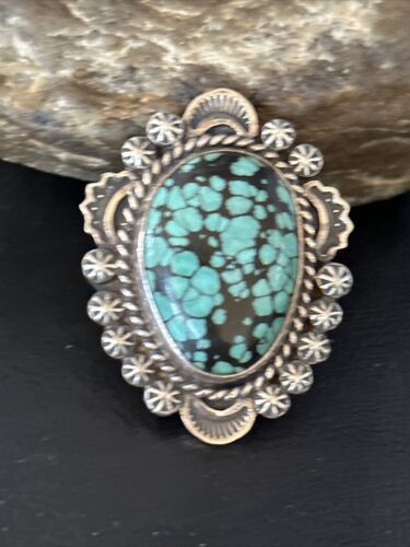 Native American Navajo Blue Spiderweb Turquoise Ring | Sterling Silver | Sz 9 | 01640