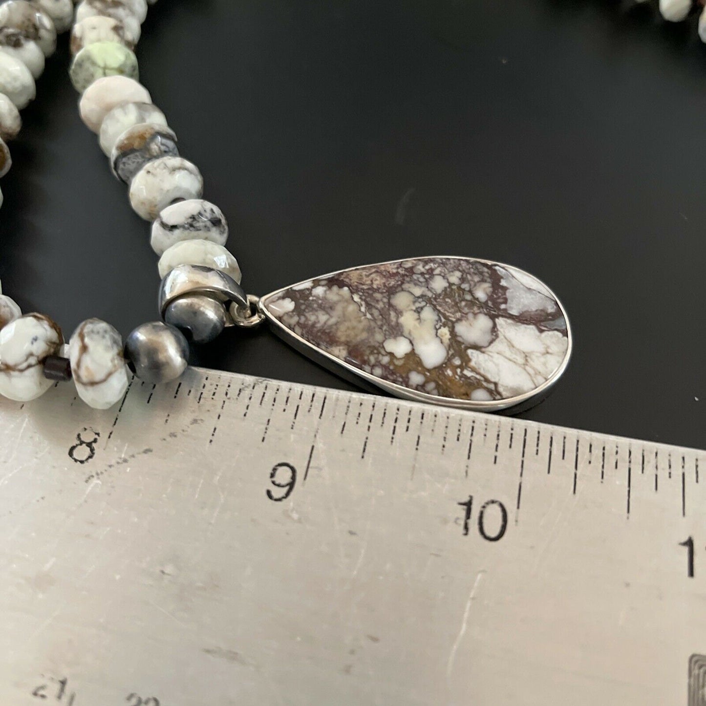 Navajo Wild Horse Turquoise Necklace Pendant | Sterling Silver | Authentic Native American Handmade | 11342