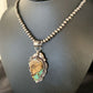 Men's Navajo Green Boulder Turquoise Pendant Necklace | Sterling Silver | Authentic Native American Handmade | 13660
