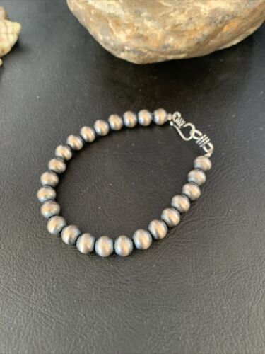 Native American Navajo Pearls Bracelet | 7mm Beads | 7" Sterling Silver | Authentic Handmade | 14180