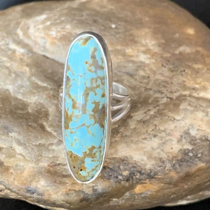 Native American Blue #8 Turquoise Navajo Ring | Sterling Silver | Sz 5.5 | 14016