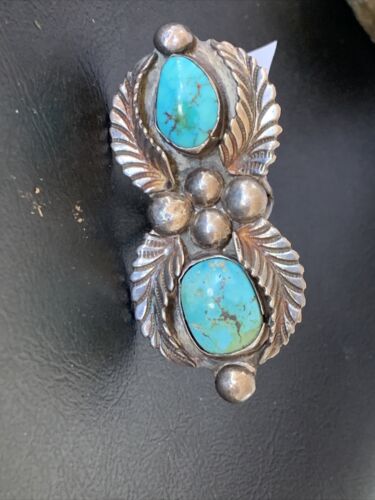 Navajo Blue Royston Turquoise Multi-Stone Ring | Authentic Native American Sterling Silver | Sz 9 | 12064