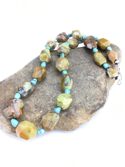 Native American Turquoise Nugget Necklace | Navajo Sterling Silver | 19" | 1139 - Masha USA