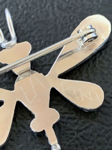 Zuni Turquoise Mother of Pearl Inlay Dragonfly Necklace Pin Pendant | Sterling Silver | 12317