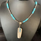 Navajo Blue Turquoise Feather Pendant Necklace | Sterling Silver | Native American Handmade | 13823