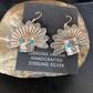 Old Pawn Native American Indian Head Dangle Earrings | Sterling Silver Blue Turquoise | 13037