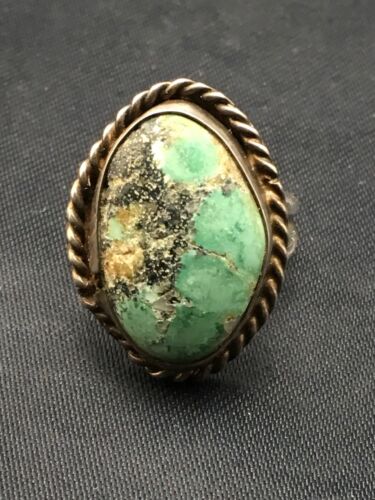 Navajo Blue Turquoise Old Pawn Ring | Sterling Silver | Sz 4.25 | Authentic Native American Handmade | 4408