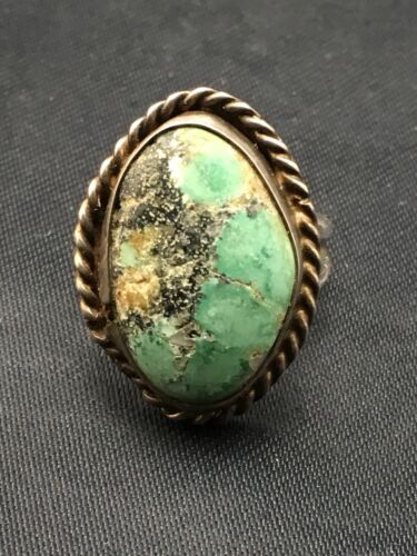 Navajo Blue Turquoise Old Pawn Ring | Sterling Silver | Sz 4.25 | Authentic Native American Handmade | 4408 - Masha USA