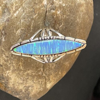 Native American Women's Navajo Blue Opal Ring | Sterling Silver | Sz 8 | 10307