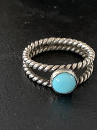 Navajo Blue Turquoise Ring | Sterling Silver | Sz 7 | Authentic Native American Handmade | 10768