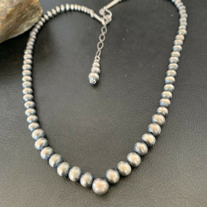Authentic Native American Navajo Pearls Graduated Necklace | Single Strand | Sterling Silver | 18" | 10884