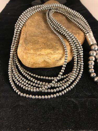 Specialty Navajo Pearls Necklace 6 Strand Sterling Silver 30”