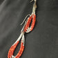 Liquid Silver Heishi Dangle Earrings | Apple Sponge Coral | Sterling Silver | 2.25" | 1977