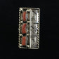 Navajo Red Coral Ring | Sterling Silver | Sz 9 | Authentic Native American Multi-Stone | 10092