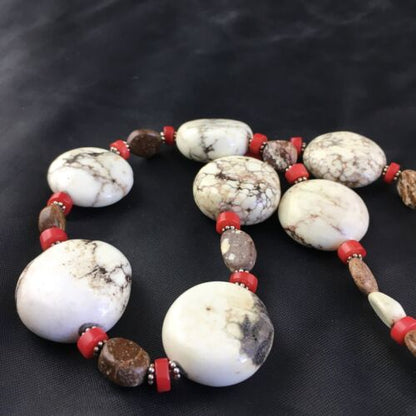 Native American Wild Horse Coral Necklace | Sterling Silver | 21" | 10278