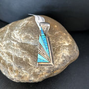 Navajo Sterling Silver Blue Opal Inlay Pendant | Authentic Native American Jewelry | 12351