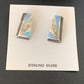 Navajo Blue White Opal Inlay Earrings | Sterling Silver | Authentic Native American Handmade | 12117