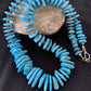 Authentic Native American Navajo Pearl Sterling Silver Shell Turquoise Nugget Necklace | 24" | 00817