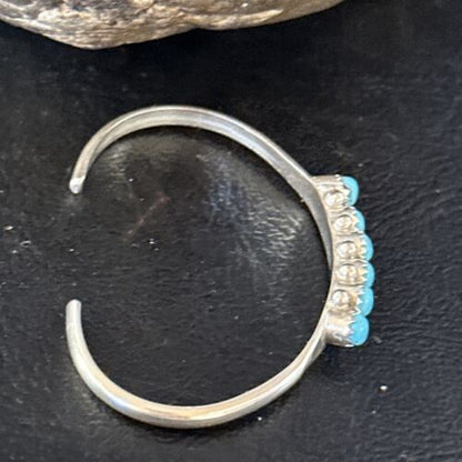 Navajo Blue Kingman Turquoise Cuff Bracelet | Sterling Silver | Authentic Native American Handmade | 14392 - Masha USA