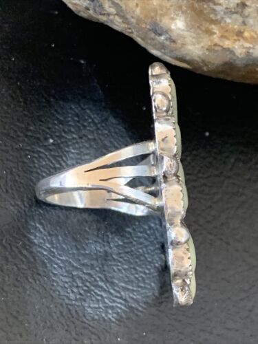 Navajo Green Turquoise Cluster Ring | Authentic Native American Sterling Silver | Multi-Stone | Sz 8 | 12193