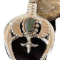 Navajo Pearls Sterling Silver Bisbee Turquoise Naja Pendant Necklace | Authentic Native American Handmade | 01058