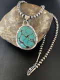Navajo Blue Spiderweb Turquoise Pendant | Sterling Silver | Authentic Native American Handmade | 10673